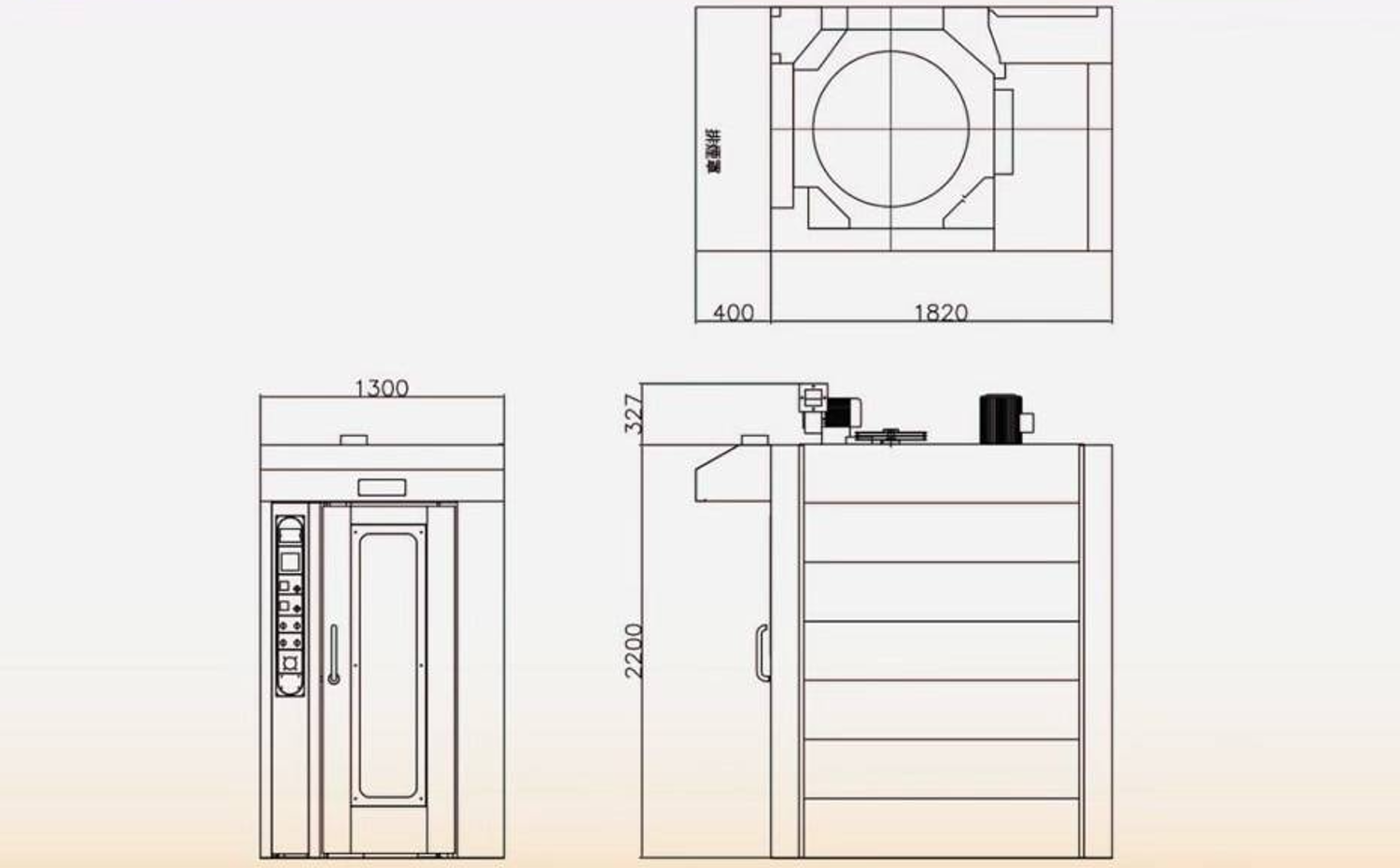 CF-60RO Rotary Rack Oven appearance and dimensions｜Hong Cheng Food Machinery